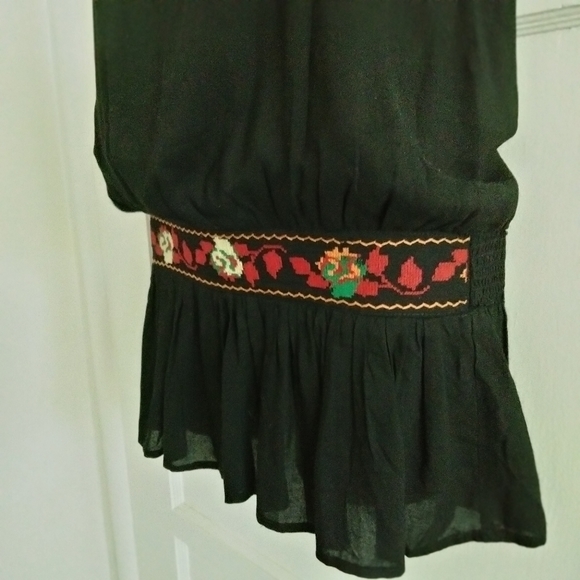 Hazel Embroidered Black Sleeveless Blouse Tank Top Size Small Boho Festival - Picture 3 of 12